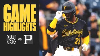 Andrew McCutchen Homers on First Pitch in Win  Pirates vs Brewers Highlights 42324 [upl. by Allekim]