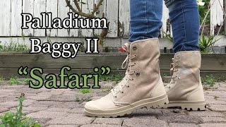 Palladium  Monochrome Baggy II  Safari  On feet and close up review [upl. by Aiyekal944]