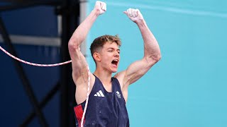 🇬🇧 Toby Roberts emotional reaction to winning gold in boulder lead climbing Paris Olympics 2024 [upl. by Nosloc475]