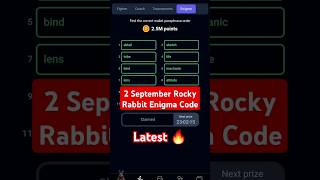 2 September Rocky Rabbit Enigma Code latest 25 M coin Today correct passphrase wallet hamster 43 [upl. by Ardnuahs]