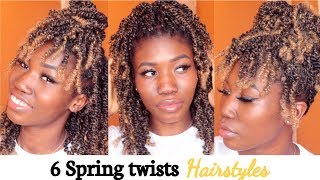 How To Style Spring Twist  6 Spring Twists Hairstyles [upl. by Frannie455]