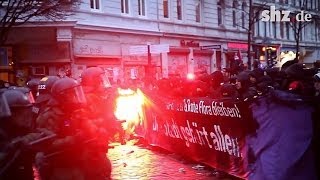 Demo eskaliert Krawalle um Rote Flora in Hamburg [upl. by Adnohsal]