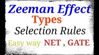 Zeeman Effect  Types  Selection Rule  GATE  JEST  NET Physics [upl. by Morley959]