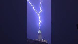 lightning strikes on Mecca clock tower viral shorts trending [upl. by Tnilf]