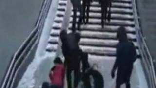 People falling on icy stairs [upl. by Thurmond]