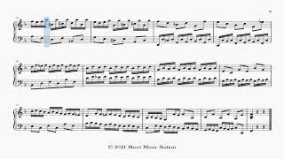 JS Bach  Invention 8 in F Major BWV 779  Sheet Music Video [upl. by Nelav]