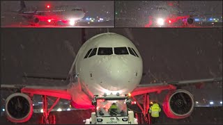 4K  Wizz Air Snowy Pushback amp Taxiing at Tromsø Lufthavn [upl. by Uaerraj]