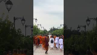 Monks are walking to the Buddha palace [upl. by Reifinnej]