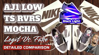 AIR JORDAN 1 LOW TRAVIS SCOTT REVERSE MOCHA  LEGIT VS FAKE DETAILED COMPARISON [upl. by Elicec]