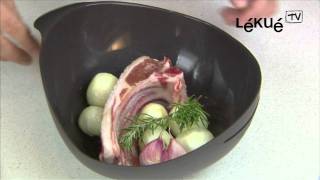 Lékué TV  Steam Roaster  Recipe Roasted rosemary lamb chops [upl. by Llehcear]