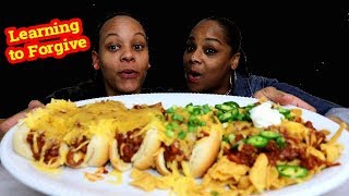 Chili Cheese Dog Mukbang with loaded Chili Cheese Fritos [upl. by Erreipnaej49]