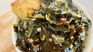 HOW TO MAKE EASY TENDER SOUTHERN STYLE COLLARD GREENS AND BACON [upl. by Unni]