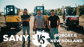 Mini EXCAVATOR Showdown SANY Vs New Holland Vs Bobcat [upl. by Llehcnom556]