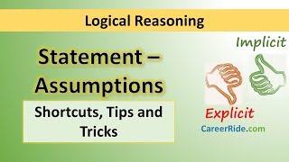 Statement and Assumptions  Tricks amp Shortcuts for Placement tests Job Interviews amp Exams [upl. by Ponce]