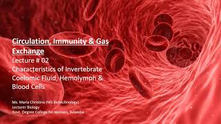 Lecture 02 Characteristics of Invertebrate Coelomic Fluid Hemolymph and Blood Cells [upl. by Lertnahs]