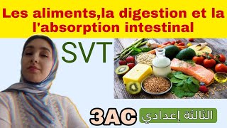 les aliments la digestion et labsorption intestinale أول درس ثالثة إعدادي علوم الحياة والارض [upl. by Awjan]