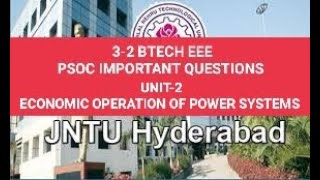 jntuh 32 btech EEE PSOC important questions UNIT2ECONOMIC OPERATIONS OF POWER SYSTEMS jntuh [upl. by Aneret]