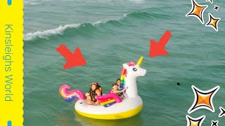 Giant Rainbow Unicorn Floatie The Worlds Largest Inflatable Floatie At Destin Beach Florida [upl. by Bibbie]