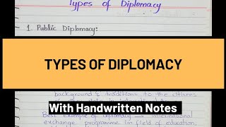 Diplomacy amp its Types Types of Diplomacy  International Relations Political Science Part II [upl. by Glenna]