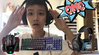 Unboxing von gaming Maus Tastatur Headset und Mauspad [upl. by Annasiul]