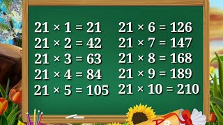 Table of 21 in English  Tables in English  Learning Video Pebbles Rhyme 21 Table  Multiplication [upl. by Ahsilrae]