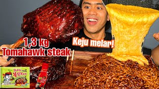 MUKBANG 13 TOMAHAWK STEAK MANDI SAUS SAMYANG  SAMYANG NUCLER  KEJU MELAR [upl. by Nnairak729]