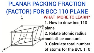 planar packing fraction factor for the body centred cubic 110 plane [upl. by Monagan]