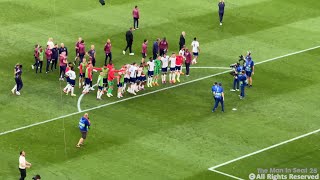 England fans and players singing quotSweet Carolinequot after beating Switzerland  Euro 2024 [upl. by Ahsinwad]