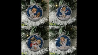 Christmas Tree baubles Set of 4 Cute Angel Tree or Wall Christmas Decorations Double Sided [upl. by Nathanial]