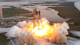 Blastoff SpaceX Starship launches on 5th flight nails chopsticks booster catch [upl. by Berwick]