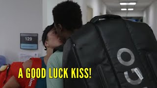 Elena Svitolina gives Gael Monfils a good luck kiss before his match in Washington [upl. by Yasnil]