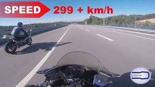 Aprilia RSV4 vs Suzuki GSXR 1000  Acceleration Top Speed 300 kmh Ride Exhaust [upl. by Atsirt59]