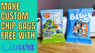 Make custom Chip bags with Canva free [upl. by Wing18]