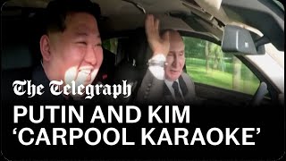 Putin and Kim laugh and chat in front seat footage from limo drive in Pyongyang [upl. by Meela]