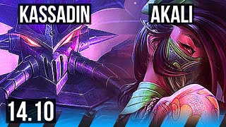 KASSADIN vs AKALI MID  1312 8 solo kills Legendary 900 games  KR Master  1410 [upl. by Leunamnauj]