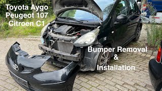 Bumper Removal amp Installation  Toyota Aygo  Peugeot 107  Citroen C1  Easy 1015 min Fix [upl. by Currey723]