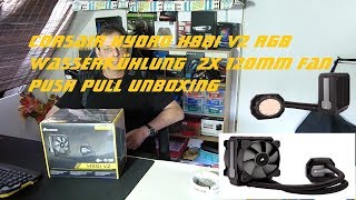 Corsair Hydro H80i V2 RGB Wasserkühlung 2x 120mm Fan Push Pull unboxing [upl. by Ninos]