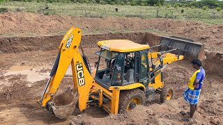 Mahindra and JCB 3dx working New Pond Making with Tractor for Farming Land  Jcb video [upl. by Assedo]