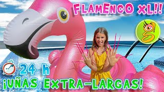 24 HORAS en FLAMENCO GIGANTE con UÑAS EXTRALARGAS [upl. by Brietta]