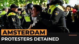 Police detain proPalestinian protesters defying Amsterdam ban  AJshorts [upl. by Handal]