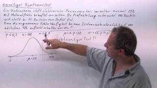 Einseitiger Hypothesentest über Normalverteilung berechnen Beispiel 3  W2008 [upl. by Cordula]