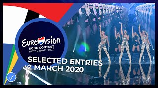 Selected Entries  2 March 2020  Eurovision Song Contest [upl. by Anod623]