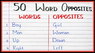 50 Word opposites in english  Opposite word in English  List of word opposites [upl. by Adiana877]