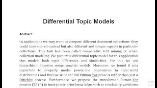 Differential Topic Models [upl. by Malinde]