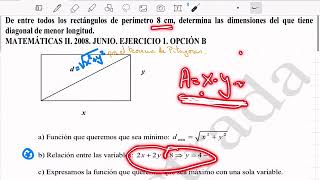 Problema de optimización  Minimizar la diagonal de un rectángulo para un perímetro dado Emestrada [upl. by O'Carroll]