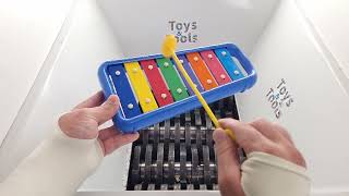 Amazing experiment of shredding a collection of learningtoys crushing glockenspiel l asmr [upl. by Atiniv]