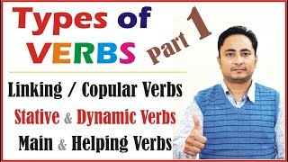 Verbs in English Grammar  All Types  Linking Copular Stative Dynamic Irregular Regular Transitive [upl. by Meehyr372]