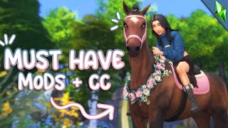 MUST HAVE HORSE CC AND MODS  Sims 4 [upl. by Lynnette]