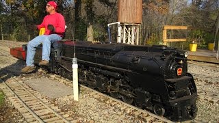 Big live steam locomotives at Mill Creek Central backyard train model [upl. by Rheba]