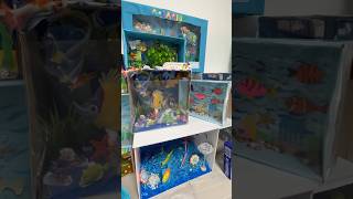 Aquarium making with box  School projects  school activities [upl. by Eyssej]